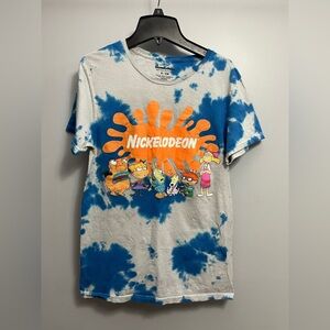Nickelodeon Tiedye blue/white graphic tshirt Sz small Hey Arnold Ren Ah Monsters
